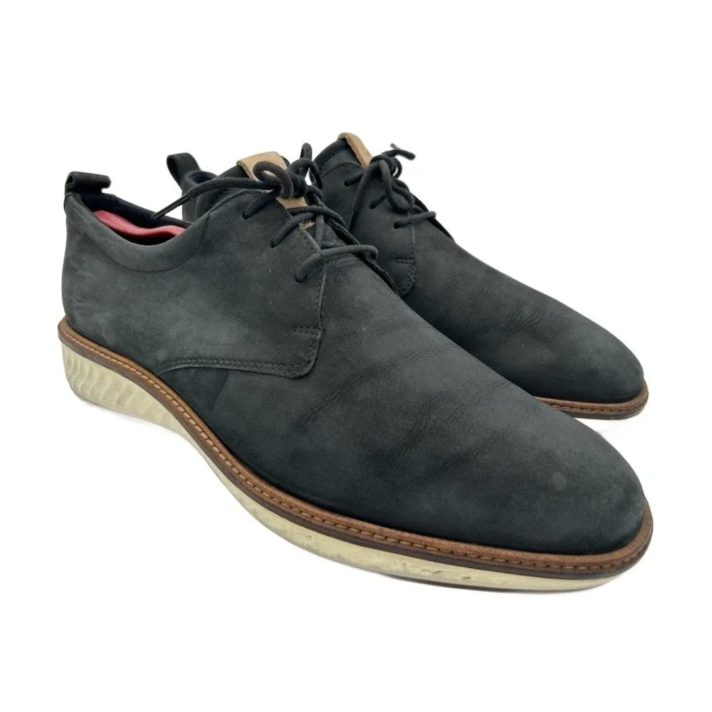ECCO Men's Size 11 US 45 EU Black Leather ST.1 Lace-Up Chukka Boots Loafers Lace